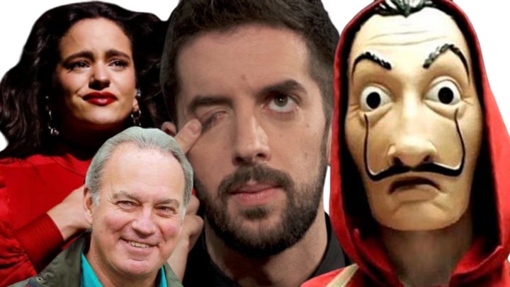 Rosalía, Bertín Osborne, David Broncano y una imagen de 'La casa de papel'.