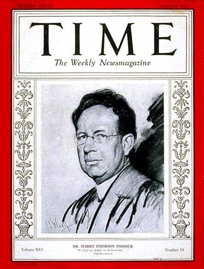 .O Harry Emerson Fosdick στο εξώφυλλο του περιοδικού Time The Weekly Magazine στις 06 Οκτωβρίου 1930