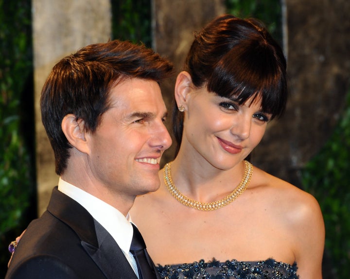 Tom Cruise and Katie Holmes at the Vanity Fair Oscar Party in February 2012. They divorced by the end of the year.