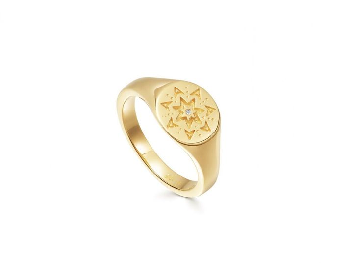 Gold Star Struck Signet Ring, Missoma
