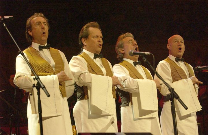 Monty Python - Eric Idle, Terry Gilliam, Terry Jones and Neil Innes in A Concert for George at the Royal Albert Hall in 2002
