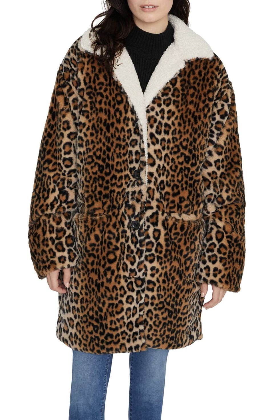 UOFOCO Womens Warm Faux Fur Coat Ladies Solid Jacket Winter Gradient Parka Outerwear 