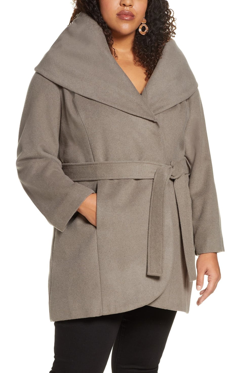 Belted wool store blend coat halogen