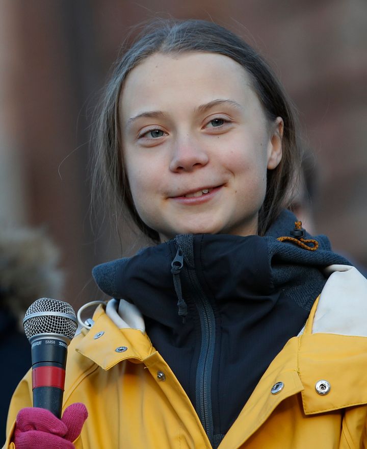 Swedish environmental activist Greta Thunberg attends a climate march, in Turin, Italy, on Friday. Dec. 13, 2019.