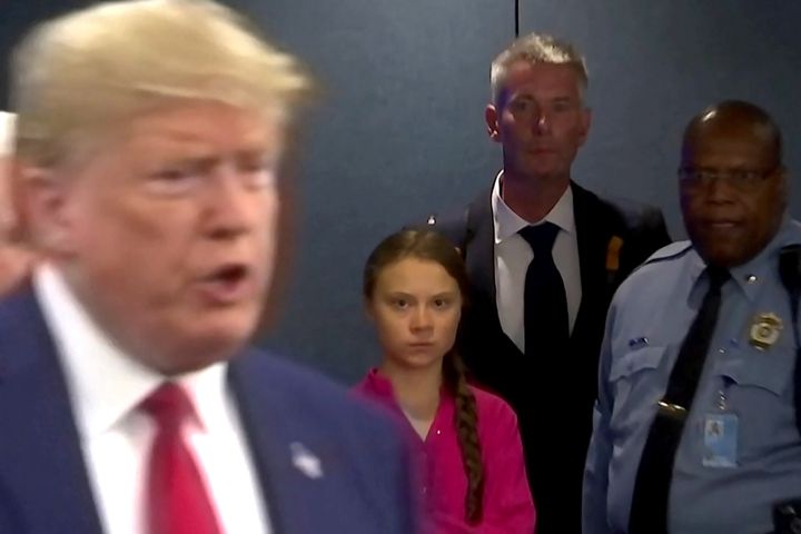 The Swedish environmental activist appeared to scowl as President Donald Trump entered the United Nations to speak with reporters back in September.