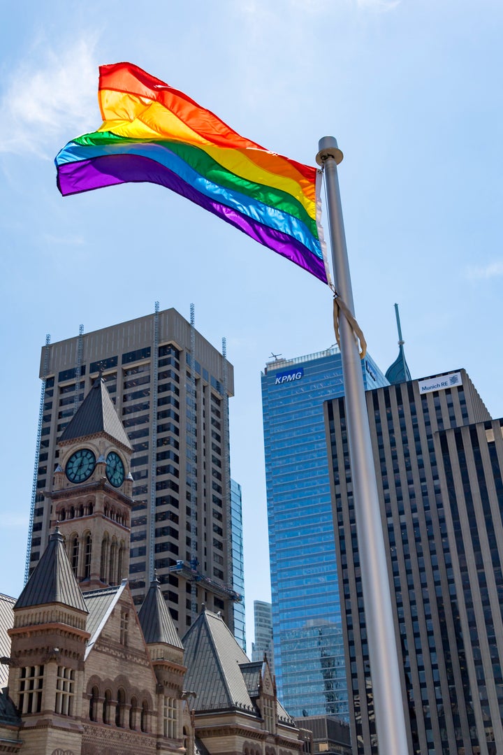 Toronto, Montreal, Vancouver, and other Canadian city halls flew pride flags to support LGBTQ+ Russians, who could be persecuted under their country's anti-gay "propaganda" legislation.