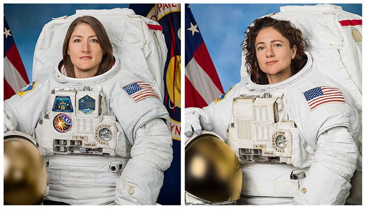 Astronaut Christina Koch, left, and Jessica Meir.