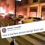 Sur fond de voitures brûlées, Trump se moque de Macron pour le Nouvel