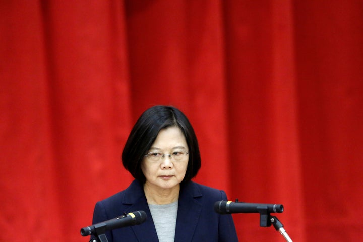 Taiwan President Tsai Ing-wen speaking during a graduation ceremony for Investigation Bureau agents in New Taipei City, Taiwan, on December 26 , 2019.
