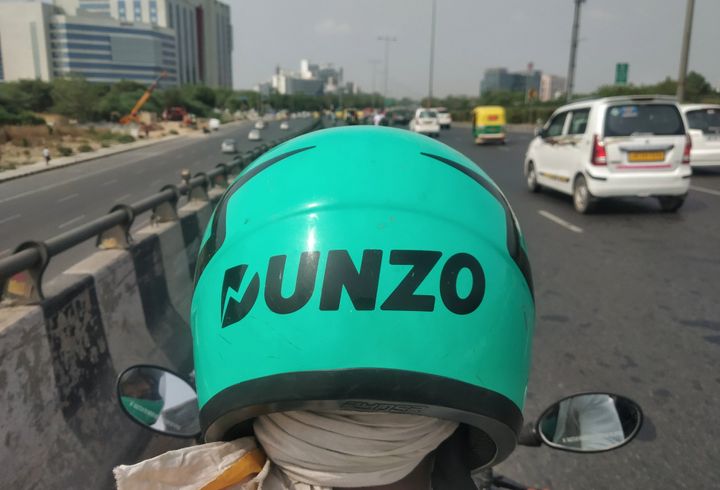 A Dunzo biker in Delhi, India, on 7 July 2019.. (Photo by Nasir Kachroo/NurPhoto via Getty Images)