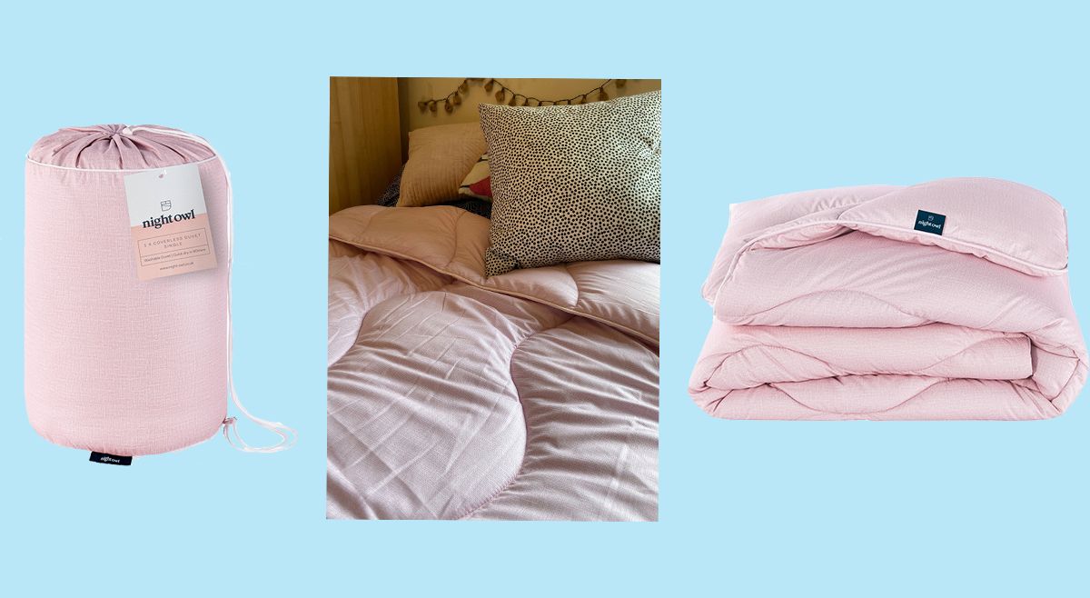 pink coverless duvet