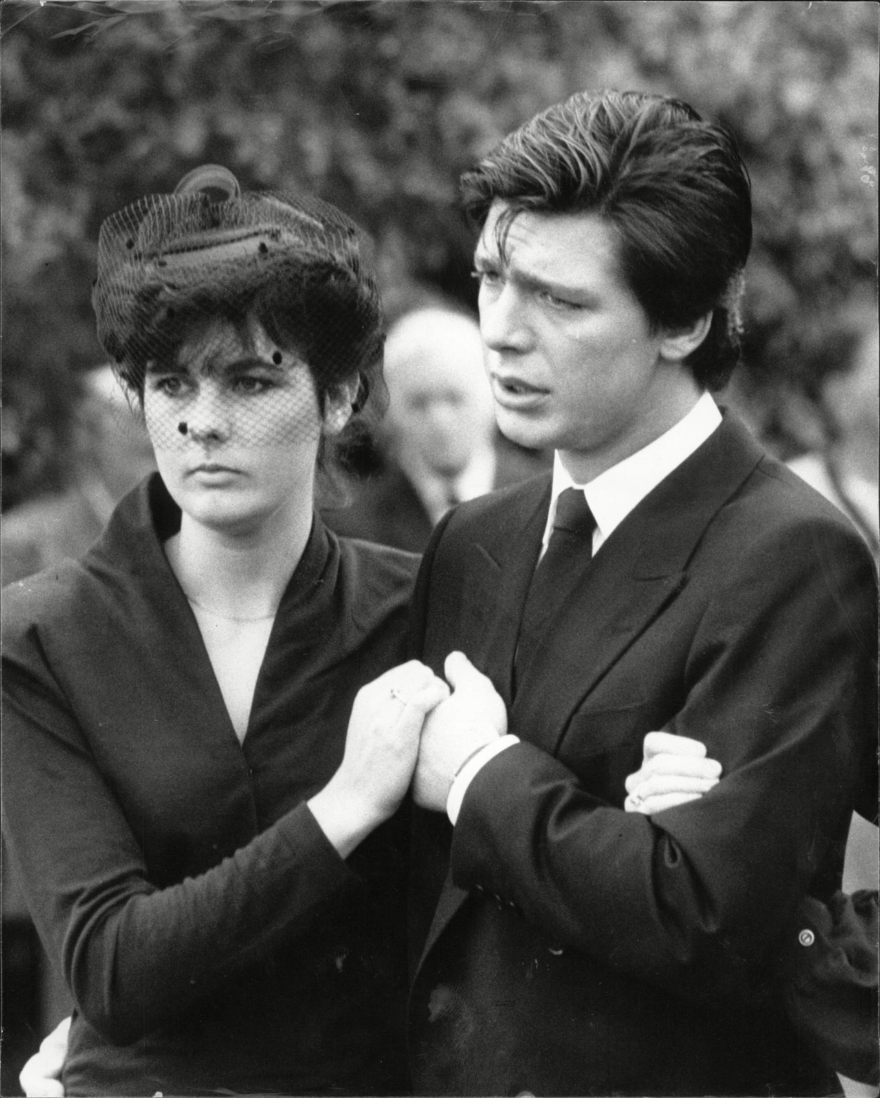 Jeremy Bamber with his girlfriend Julie Mugford at the funeral for his adoptive parents Nevill and June, sister Sheila and nephews Daniel and Nicholas