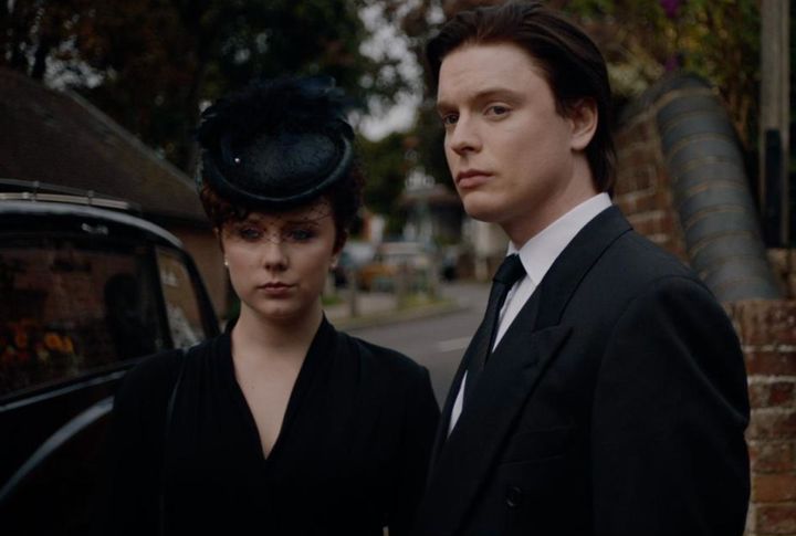 Freddie Fox plays Bamber, pictured alongside Alexa Davies who plays his girlfriend Julie Mugford in ITV's dramatisation of the murders in White House Farm, which starts this week 