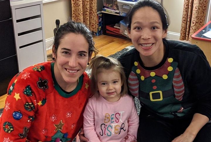 Caroline Ouellette and Julie Chu have announced they're expecting a second child. Their two-year-old daughter Liv is already showing off a "Best Sister" shirt.