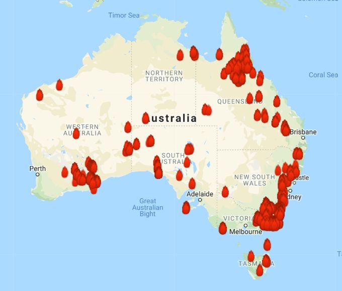 There are more than 200 fires throughout Australia. The country experienced its hottest day on record this past December.