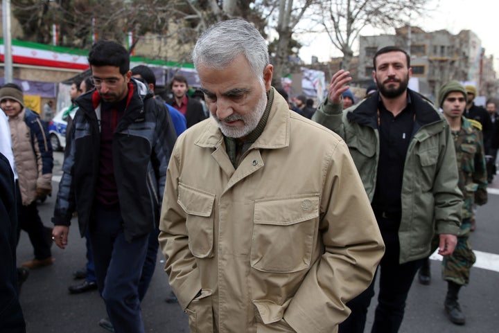 Gen. Qassem Soleimani attends celebrations marking the 37th anniversary of the Islamic revolution in 2016 in Tehran.