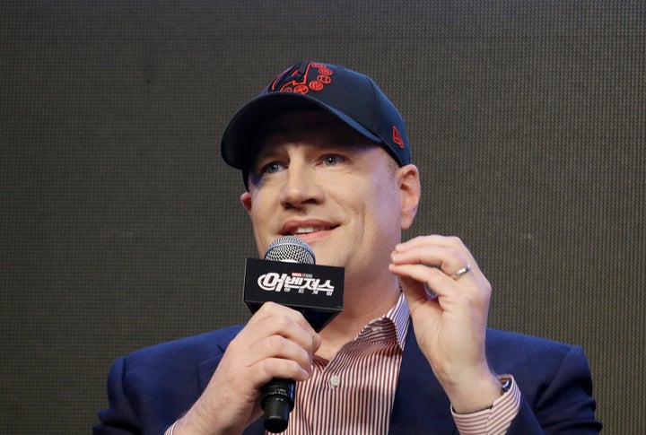 Kevin Feige, président de Marvel Studios, s'exprime lors d'une conférence de presse en Asie pour promouvoir le film "Avengers Endgame" à Séoul, Corée du Sud, le lundi 15 avril 2019. Le film sera présenté le 24 avril en Corée du Sud. (AP Photo/Ahn Young-joon)