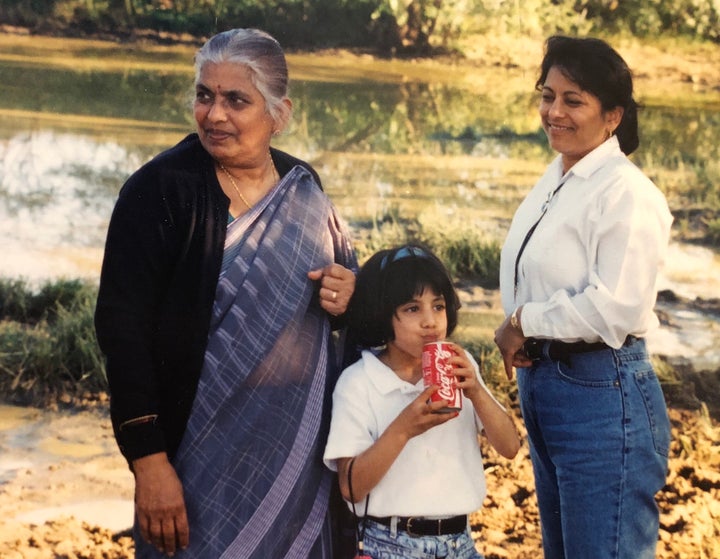Ishani Nath's Nani, left, young Ishani, and her mum, right.