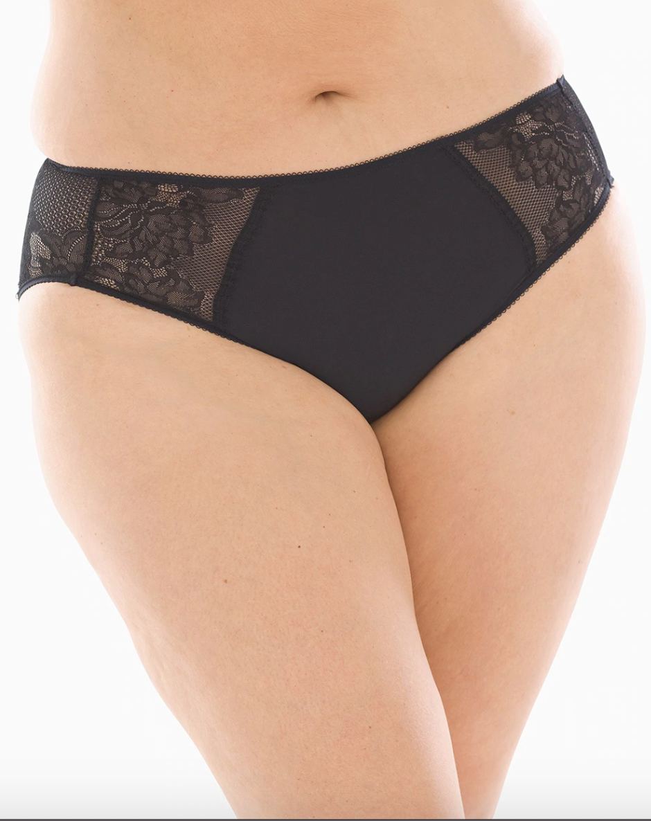 Soma Women's No Show Microfiber With Lace High-leg Underwear In