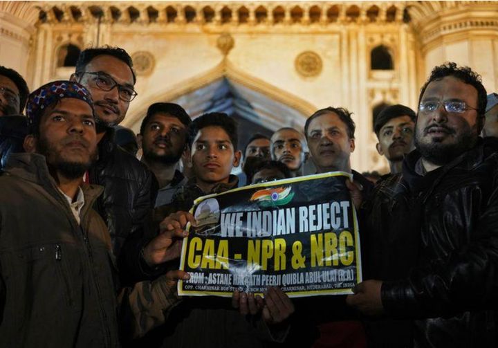 A flash protest in Hyderabad against the Citizenship Amendment Act on January 1, 2020.