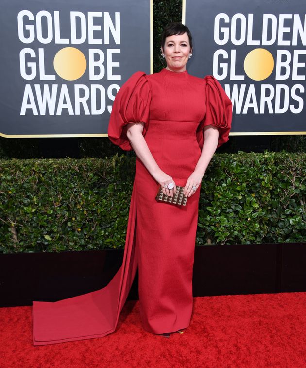 Olivia Colman on the Golden Globes red carpet