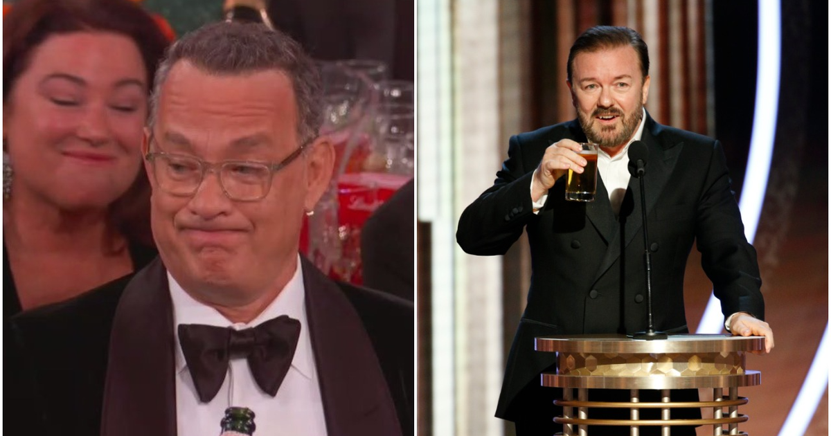 Tom Hanks' Reaction To Ricky Gervais' Golden Globes Monologue Is Meme