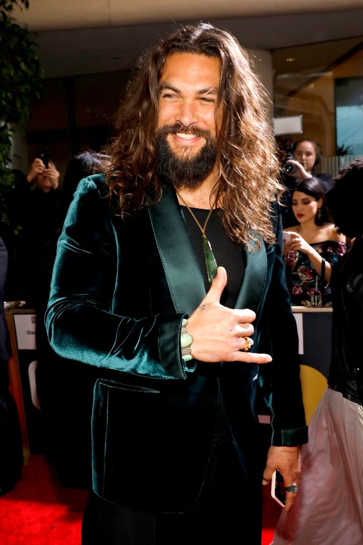 Jason Momoa arrives to the 77th Annual Golden Globe Awards held at the Beverly Hilton Hotel on Jan. 5, 2020. 