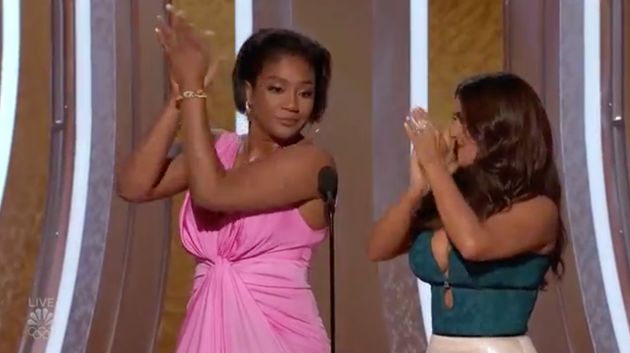 Tiffany Haddish presented an award with Salma Hayak