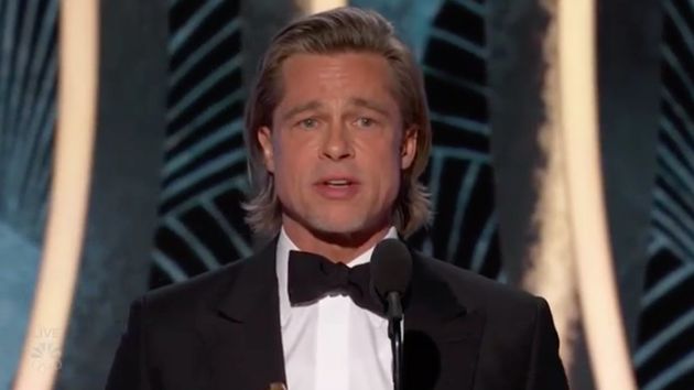 Brad Pitt accepts the Best Supporting Actor award