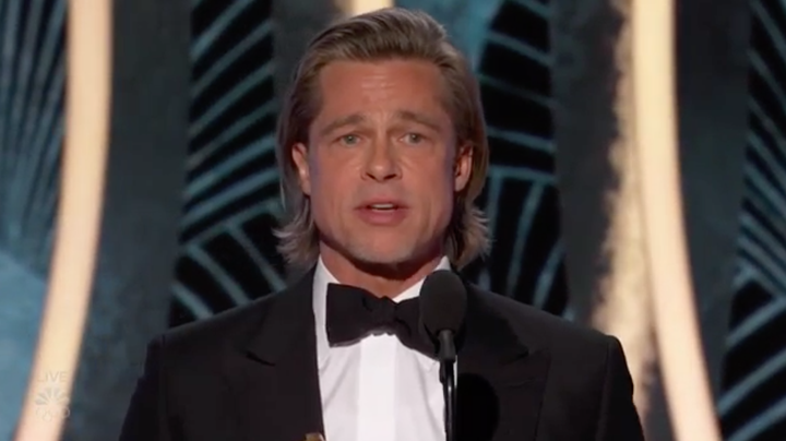 Brad Pitt accepts the Best Supporting Actor award