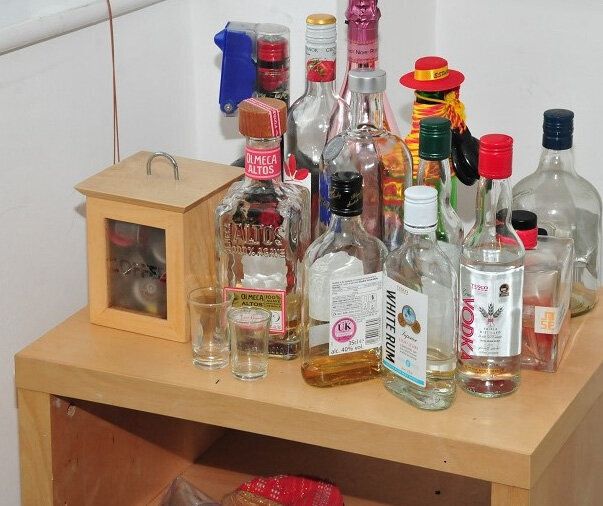 Bottles of alcohol which were used to spike victims in Sinaga's home 