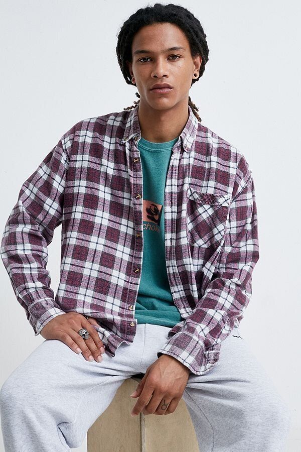 Urban Renewal Vintage Red Checked Flannel Shirt