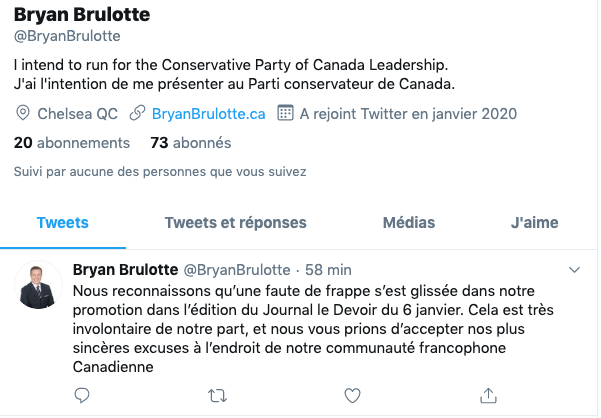 La course à la chefferie de Bryan Brulotte commence bien mal.