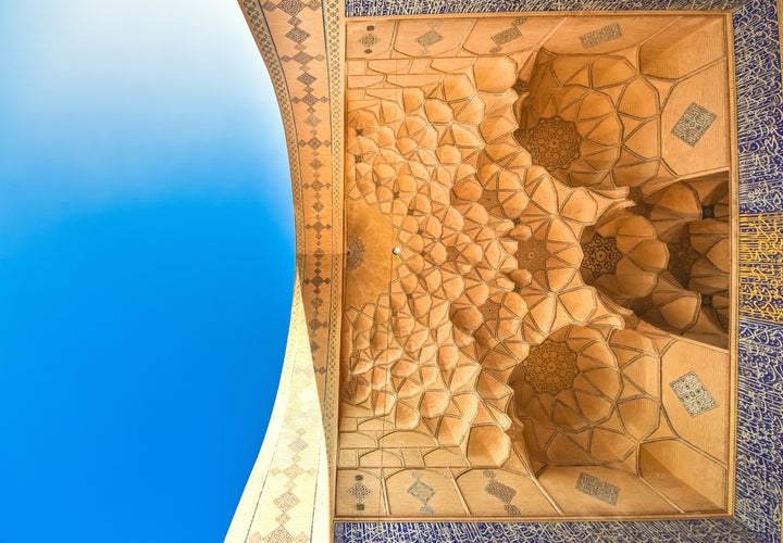 A portion of the ceiling of the Masjed-e Jameh mosque, a UNESCO World Heritage site in Isfahan, Iran.