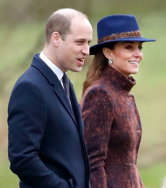 In a Roksanda Denton coat and Hicks and Brown fedora at Sunday service at the Church of St. Mary Magdalene on Jan. 5.