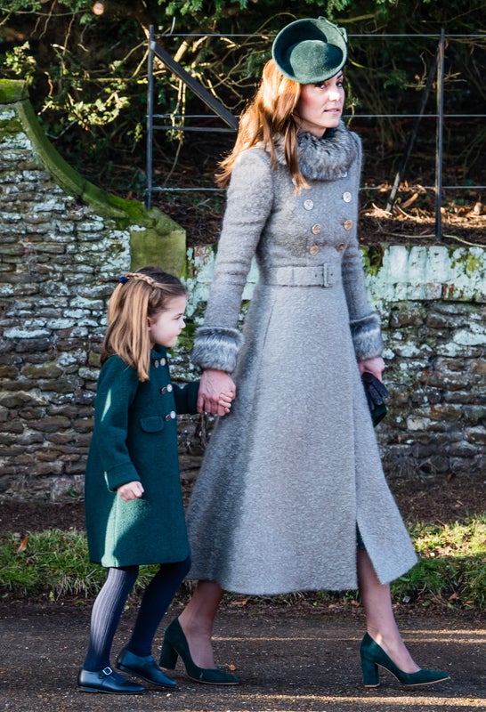 For Christmas, she opted for a custom Catherine Walker coat and a Lock & Co. fascinator.