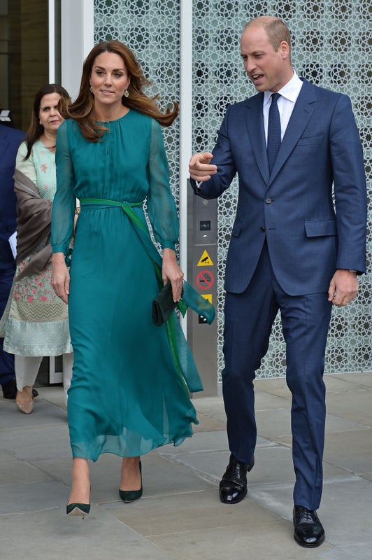 Here, she's wearing a ARoss Girl x Soler maxi dress for a visit to the Aga Khan Centre in London.