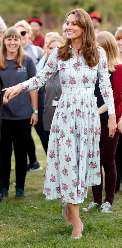 For the "Back to Nature" festival at RHS Garden Wisley in Woking, U.K., Kate opted for a maxi dress by Emilia Wickstead.