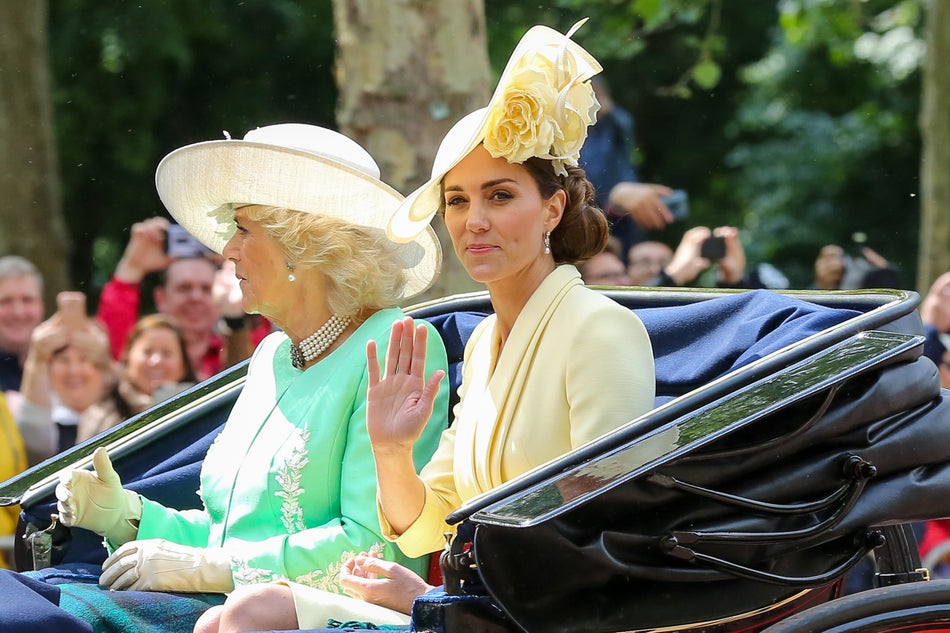 In Alexander McQueen at Trooping the Colour. (Plus the same Philip Treacy hat she wore to Prince Harry's wedding to Meghan Markle.) 