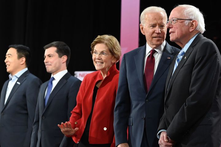 The top Democratic Party presidential candidates combined to raise more than President Donald Trump in 2019.