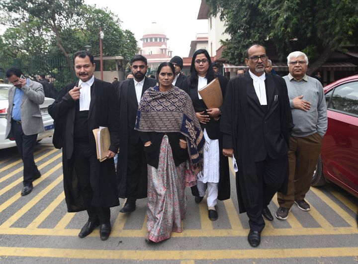 Asha Devi, mother of the December 16 gang rape case victim, leaves Supreme Court ahead of the hearing on the review plea filed by Akshay Kumar Singh, one of the convicts in the 2012 case on December 17, 2019 in New Delhi.