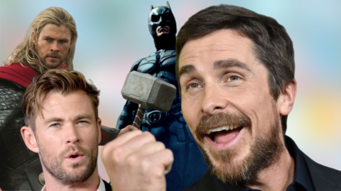 Chris Hemsworth ('Thor') y Christian Bale ('El Caballero Oscuro').