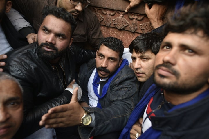 NEW DELHI, INDIA - DECEMBER 20: Bhim Army chief Chandrashekhar Azad during a protest against CAA, at Jama Masjid on December 20, 2019 in New Delhi, India.