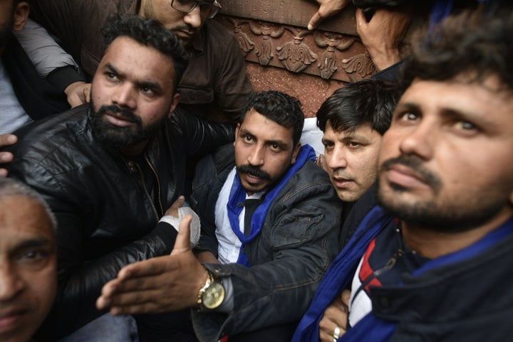 NEW DELHI, INDIA - DECEMBER 20: Bhim Army chief Chandrashekhar Azad during a protest against CAA, at Jama Masjid on December 20, 2019 in New Delhi, India. 