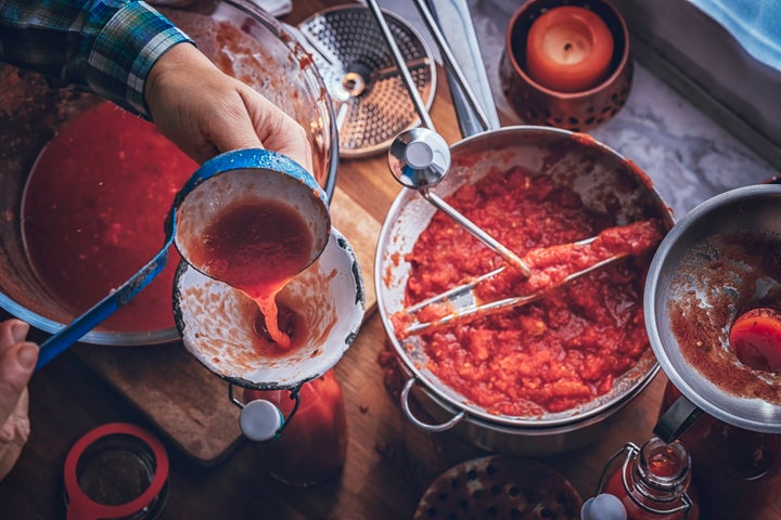 See all the mess that went into making that tomato sauce? You can likely buy something that tastes even better in a jar, no cleanup necessary.