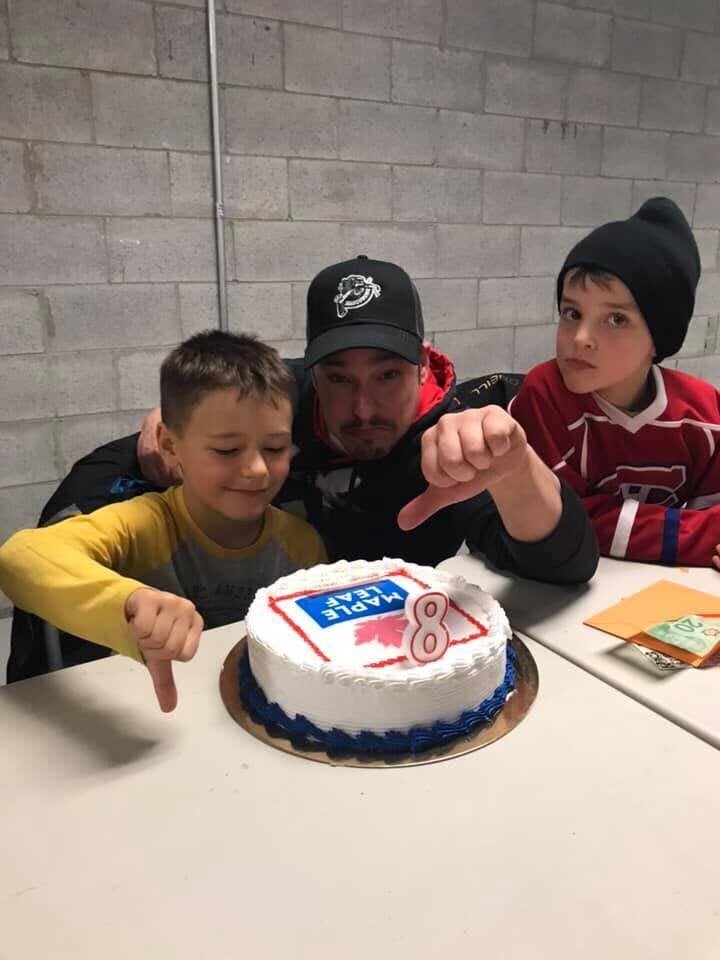 Jacob, left, was not happy to find out his cake was from a "ham" company.