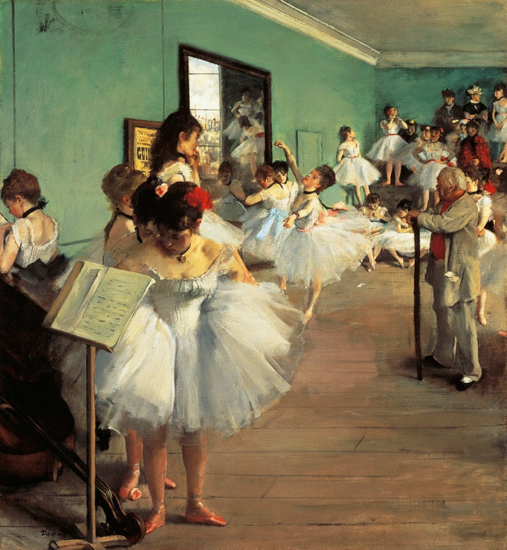 Dance Examination (Examen de Danse), 1873-1874, by Edgar Degas, whose paintings have cemented ballet’s associations with innocence and ethereal French beauty. In truth, they capture the awful reality of sexual and economic exploitation. 