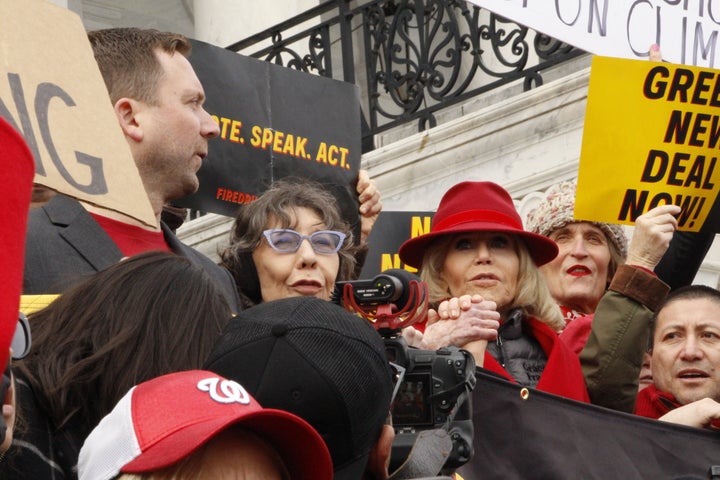 Actor Lily Tomlin joined Jane Fonda for the Fire Drill Fridays demonstration on December 27th.