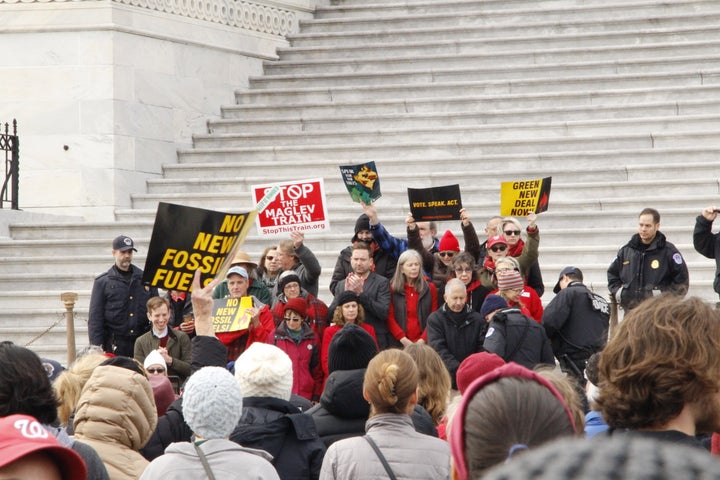 Protesters beginning to get arrested on the steps of the Capitol Building.