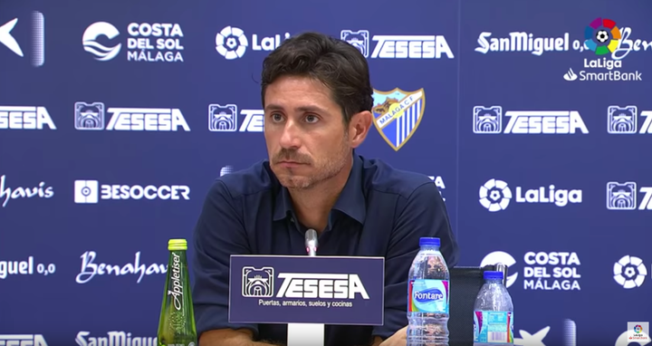 Víctor Sánchez del Amo en una rueda de prensa tras jugar contra el Almería.